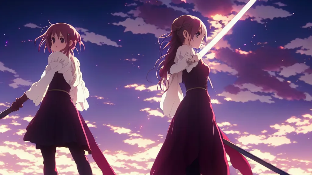 Image similar to emma watson in heavens feel movie, demon slayer, ufotable, kyoani, high quality, artstation, greg rutkowski, cinematic, city background, night time, rooftop, fate stay night, unlimited blade works, greg rutkowski, high resolution, dynamic pose, close up, street clothes, action, anime, high angle, sakuga