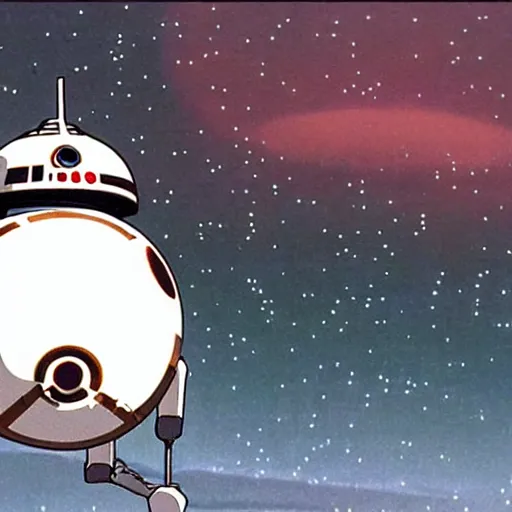 Image similar to screenshot of the Star Wars anime by studio ghibli