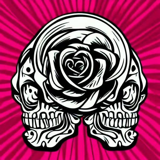 Image similar to rose n skull tattoo vector art