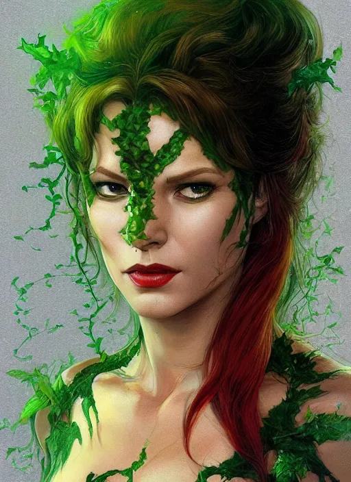 Prompt: handsome portrait of harrison ford as poison ivy in batman, digital art by eugene de blaas and ross tran, vibrant color scheme, highly detailed, in the style of romanticism, cinematic, artstation, greg rutkowski
