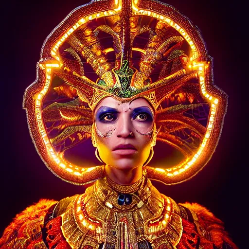 Image similar to uhd photorealisitc inspiring photo of a cosmic namekkian powered up. intricate details. ornate costume. glowing, powering up. hyperdetailed, accurate, global lighting. accurate face. symmetrical face. correct face. photo by annie leibowitz and steve mccurry