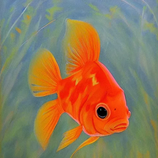 Image similar to painting of an upset goldfish by Melgmen Agulguwagu