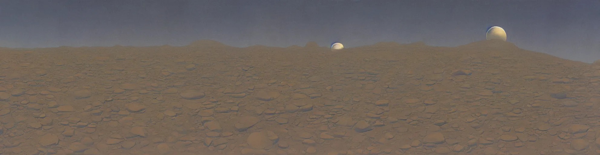 Image similar to Lunar Landscape, artwork by Ralph McQuarrie