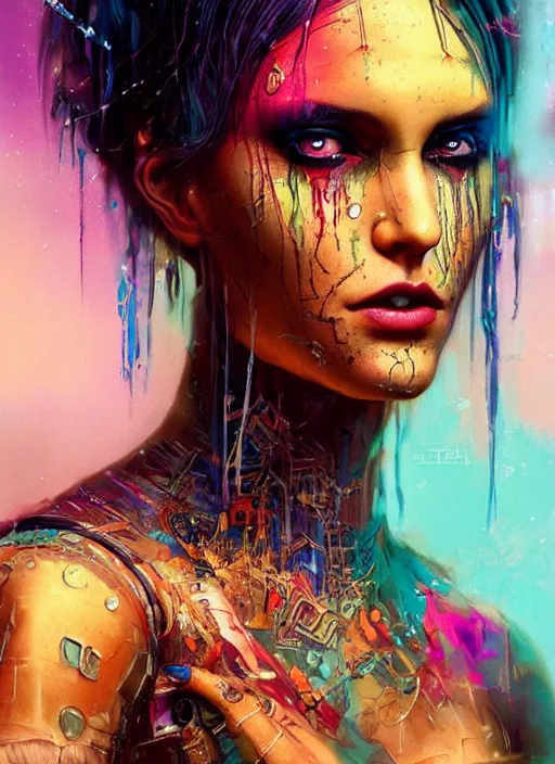 Image similar to beautiful portrait of Lofi cyberpunk jaydayoungan, by Tristan Eaton, Stanley Artgermm, Tom Bagshaw, Greg Rutkowski, Carne Griffiths. trending on DeviantArt, face enhance, hyper detailed, trending on Artstation, 8k, masterpiece, graffiti paint, fine detail, full of color, intricate detail, golden ratio illustration