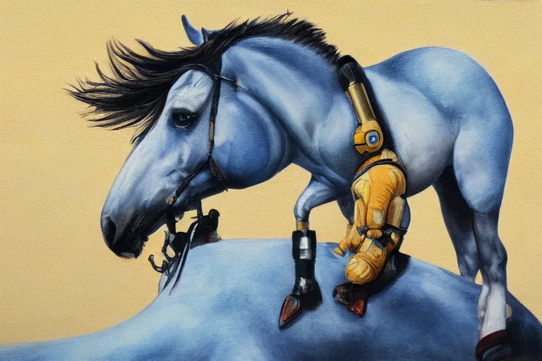 Prompt: horse lying on astronaut, arstation