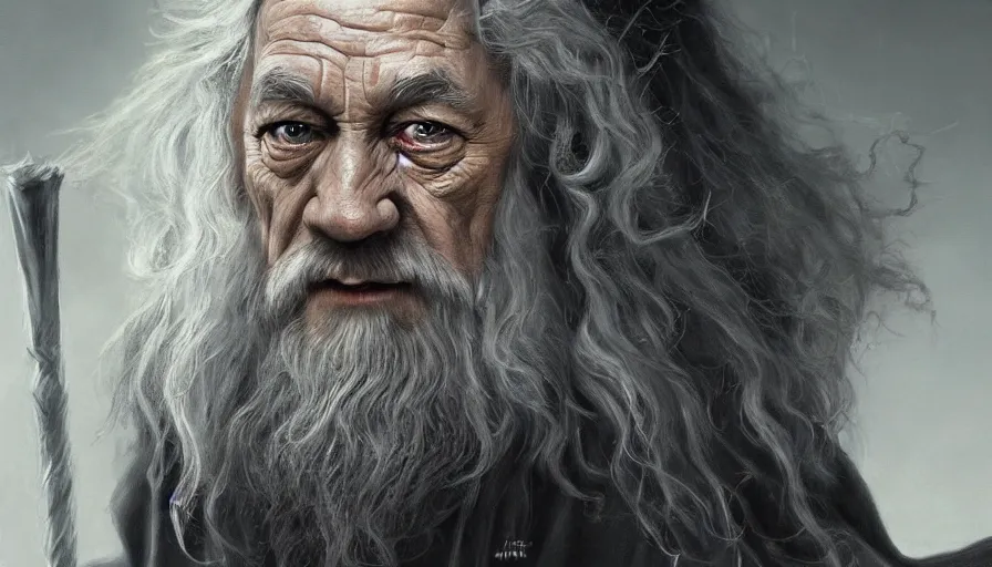 Image similar to Gandalf the black, beautiful realistic artwork on artstation