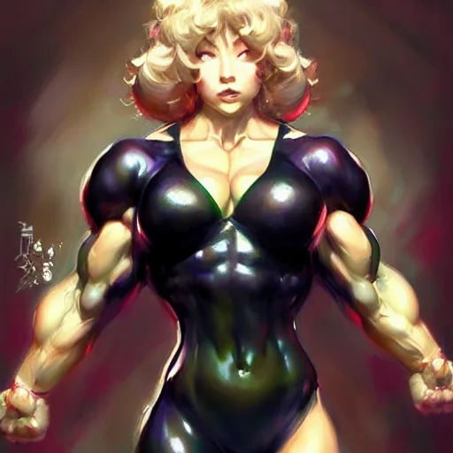 Image similar to mascular tatsumaki posing, bodybuilder, art by daniel gerhartz, detailed art artstation