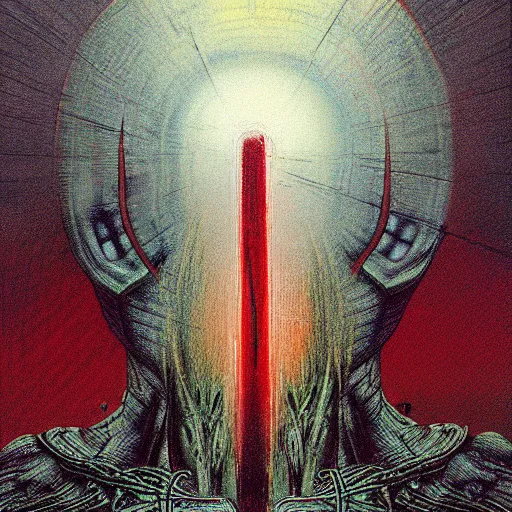 Prompt: ultraman vs chtulhu by beksinski and tristan eaton, dark neon trimmed beautiful dystopian digital art