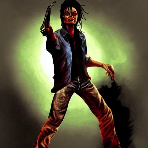 Image similar to michael jackson as hunter from left 4 dead, pehr horberg style