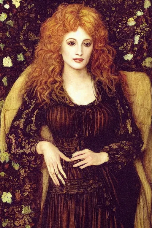 Image similar to a pre raphaelite painting of dolly parton by dante gabriel rossett