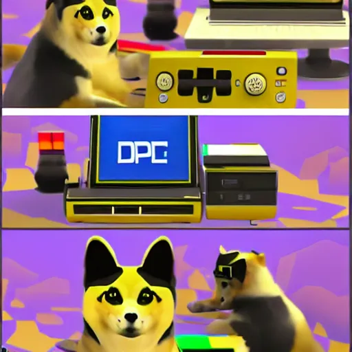 Image similar to n64 doge as a gamer, 8k, video game,