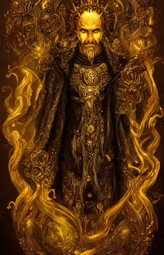 Prompt: an portrait of the king hastur, omnious mantle, dark crown, intricate details, detailed clothes, artstation, epic pose, epic light