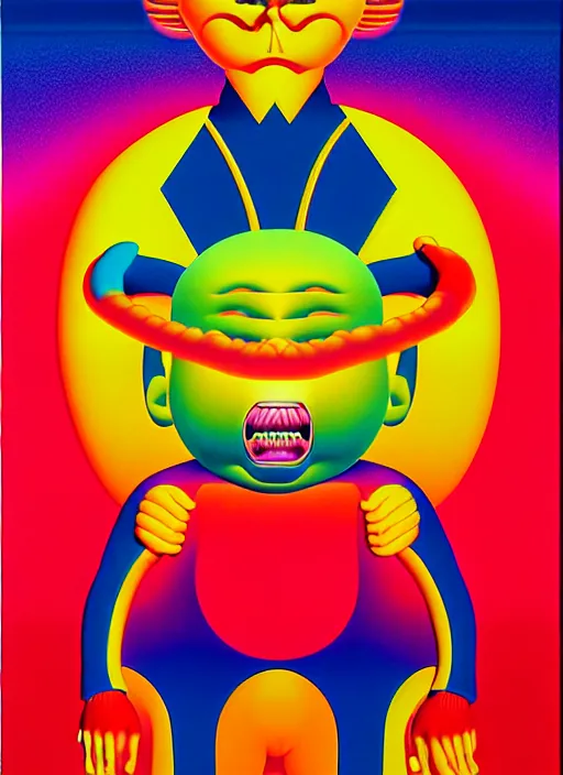 Image similar to devil by shusei nagaoka, kaws, david rudnick, airbrush on canvas, pastell colours, cell shaded, 8 k