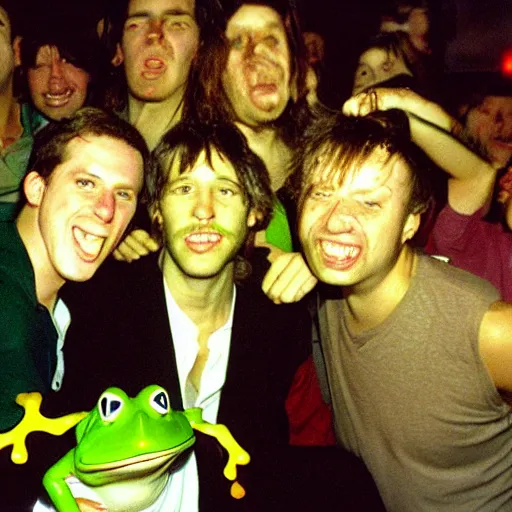 Prompt: a bunch of frogs partying in the club, 2 0 0 2