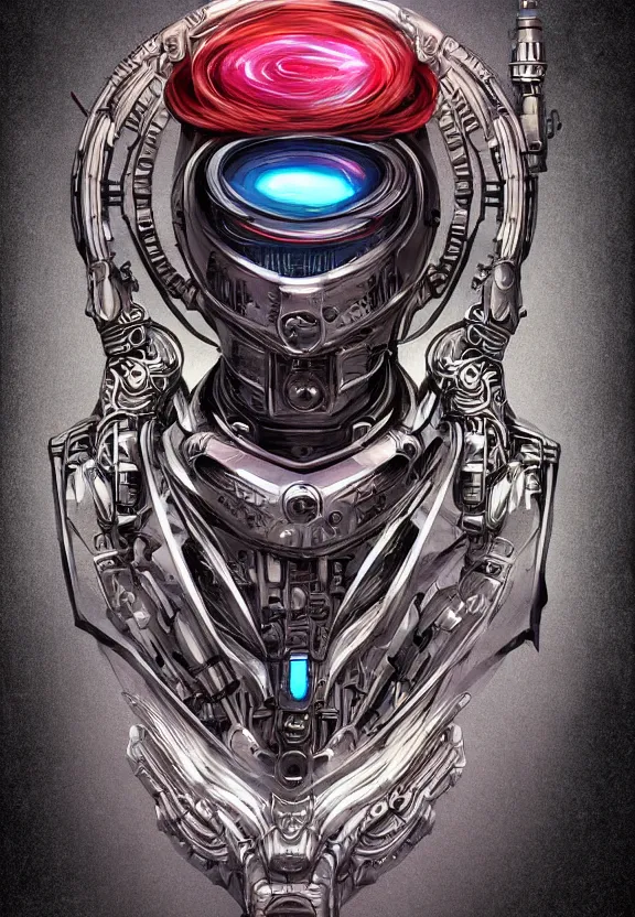 Prompt: beautiful ornate cyberpunk robot alien portrait, mechanical, realism, symmetrical