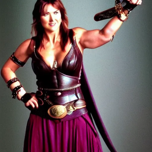 Prompt: lucy lawless as xena warrior princess, hyper realistic, fashion, photography