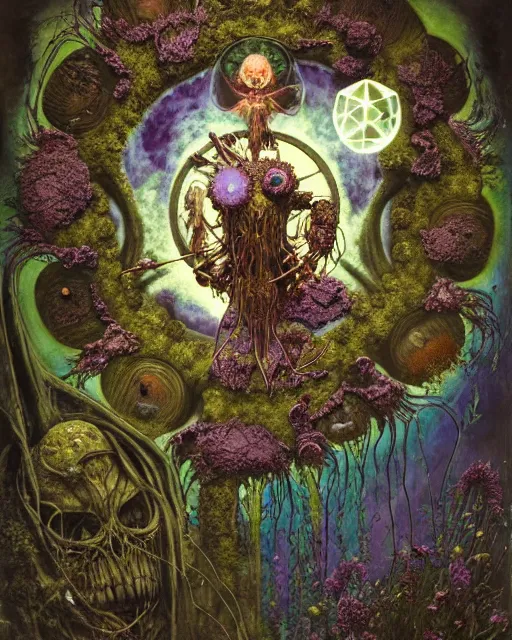 Image similar to the platonic ideal of flowers, rotting, insects and praying of cletus kasady carnage thanos dementor doctor manhattan chtulu mandelbulb studio ghibli lichen mandala bioshock davinci the witcher, d & d, fantasy, ego death, decay, dmt, psilocybin, art by anders zorn and john bauer