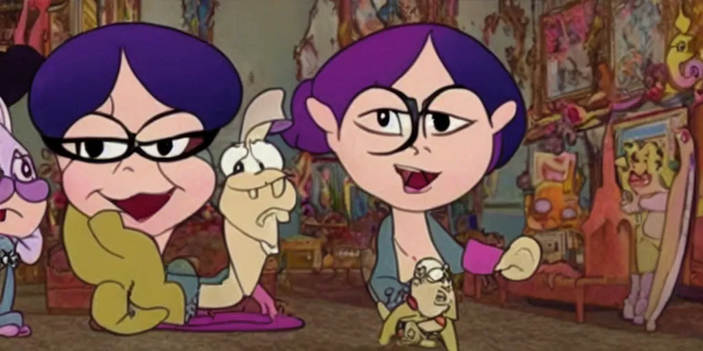 Prompt: a still from Chowder featuring Bayonetta