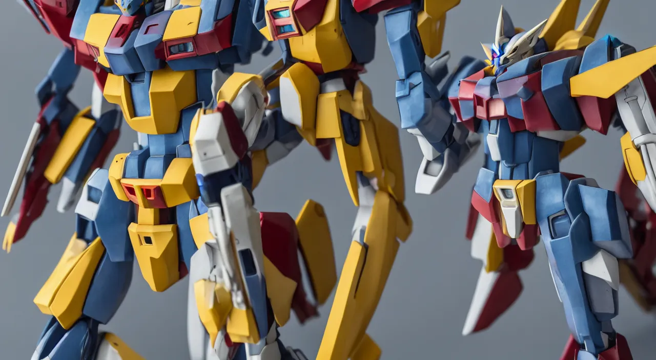 Image similar to medium close up view, Gundam,Guyver,colourful,bokeh,blur,cinematic lighting