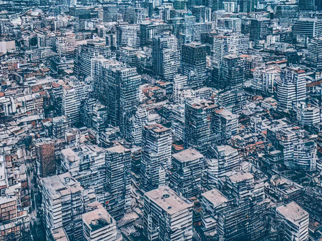 Image similar to drone view of a city, Brutalist architecture,sharp focus,telephoto lens,digital art 4k