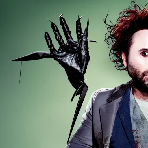 Prompt: charlie day starring as edward scissorhands movie, movie still, 8 k