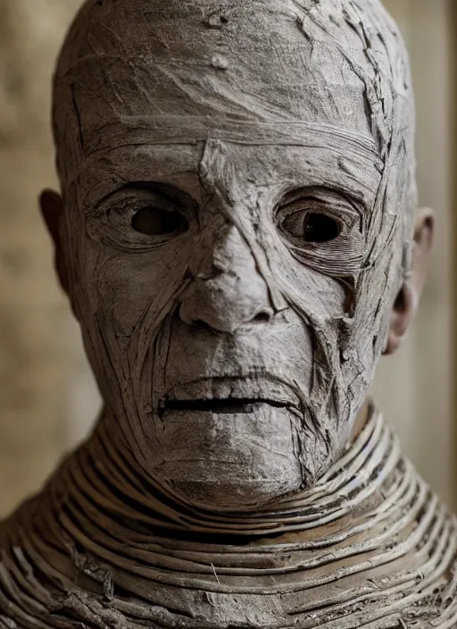 Prompt: mummified pope in his throne at the vatican, desiccated, close - up portrait, mitre, hyper realistic, sharp focus, highly detailed