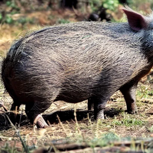 Prompt: a wild pig on a abandoned city of new york the pictures looking around