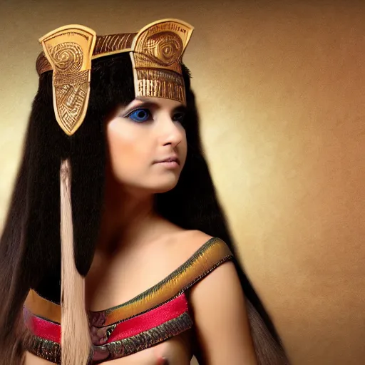 Image similar to cute long haired fluffy kitten dressed in egyptian costume detailed matte painting 4 k