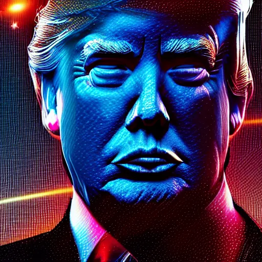 Image similar to donald trump portrait made out of galaxies, beautiful, cyborg, cinematic comic book art, realistic, highly detailed, octane render