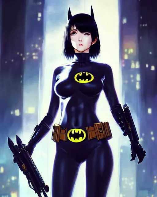 Image similar to portrait anime batman cosplay girl cute - fine - face, pretty face, realistic shaded perfect face, fine details. anime. realistic shaded lighting by katsuhiro otomo ghost - in - the - shell, magali villeneuve, artgerm, rutkowski jeremy lipkin and giuseppe dangelico pino and michael garmash and rob rey