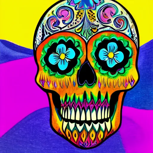 Prompt: fancy colourful skull