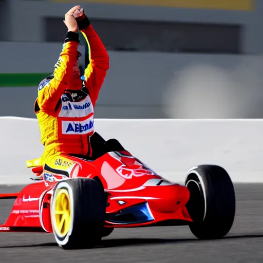 Prompt: fernando alonso winning olympic karting gold, at the 2 0 2 8 la olympics