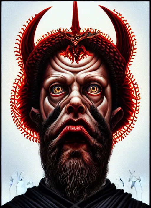 Prompt: hyper detailed ultra sharp beautiful orthodox satan icon, horror, hybrid human, trending on artstation, byzantine aesthetic, epic, religious, decadent, majestic, intricate, digital painting, concept art, smooth, sharp focus, illustration, art by josan gonzalez, felix englund, killian eng and zdizslaw beksinski