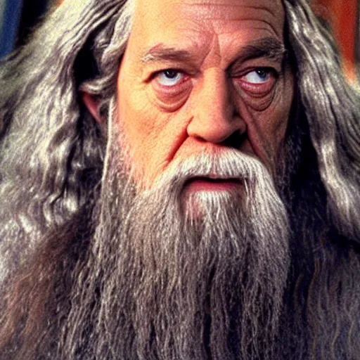 Image similar to a still of Gandalf as the dude from the movie the big Lebowski