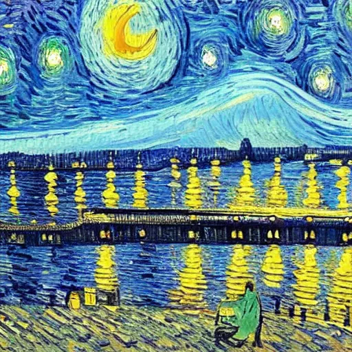Image similar to starry night in istanbul by van gogh, detailed painting