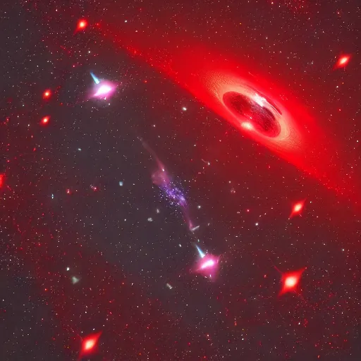 Prompt: Ashtar command galaxy view 3d black and red