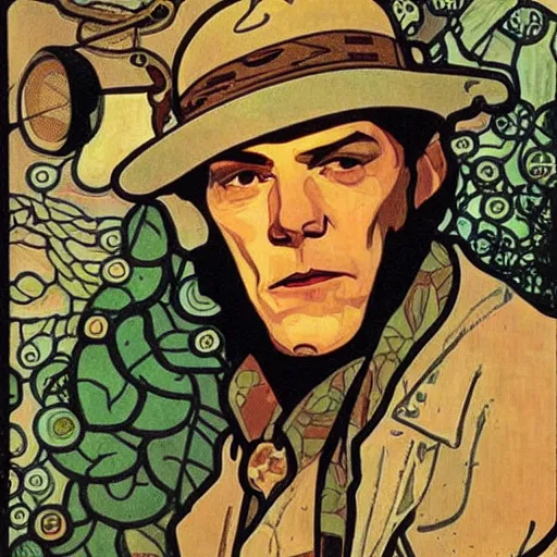 Image similar to hunter s thompson painting by mucha