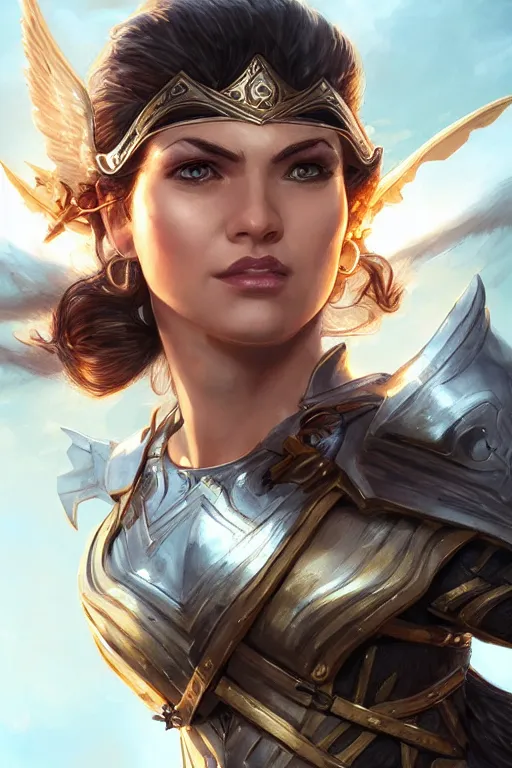 Image similar to amazon valkyrie athena, d & d, fantasy, portrait, highly detailed, headshot, digital painting, trending on artstation, concept art, sharp focus, illustration, art by artgerm and greg rutkowski and magali villeneuve