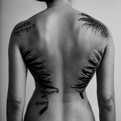 Image similar to a good morning back tattoo, by annie leibovitz and steve mccurry, natural light canon eos c 3 0 0, ƒ 1. 8, 3 5 mm, 8 k, medium - format print