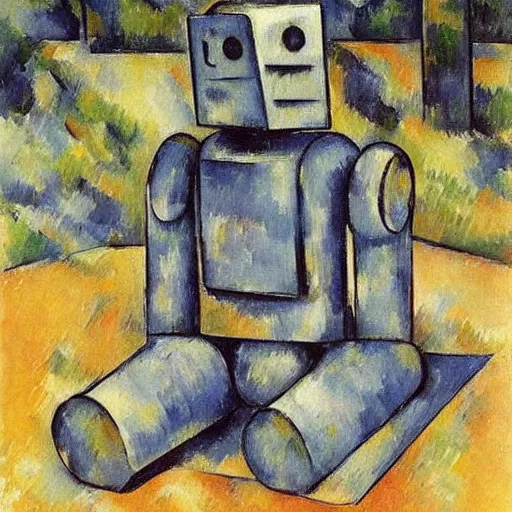 Prompt: robot by paul cezanne