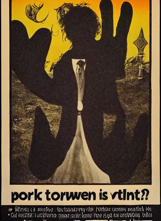 Prompt: 1 9 7 0 s british government public information poster, folk horror, scarfolk, hauntology