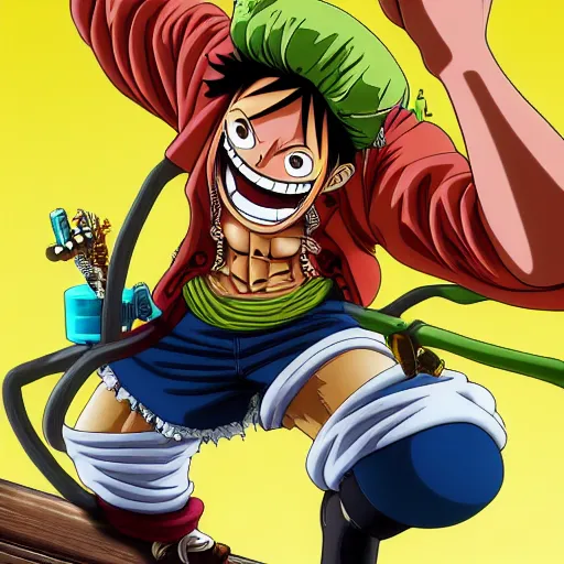 Image similar to a photo of one piece's franky the cyborg, hyper realistic face, cinematic, long shot, hyper detailed, 8 k resolution, sharp lends, wide lens