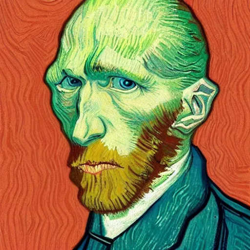 Image similar to handsome squidward portrait, van gogh art style