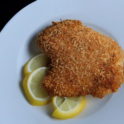 Prompt: breaded chicken with a crown in a palace, hyper realistic, 4k