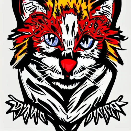 Image similar to Blood thirsty emperor of the world kitten, sticker, highly detailed, colorful, illustration, drama, smooth and clean vector curves, no jagged lines, vector art, smooth