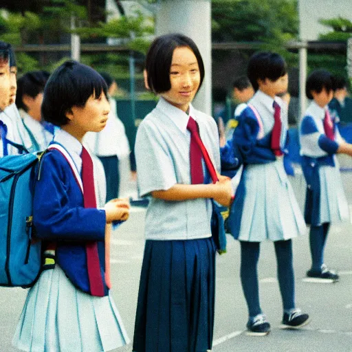 Prompt: japanese middle schooler in school uniform, 3 5 mm courtesy of nhk world japan