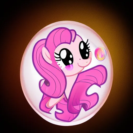 Prompt: Pinkie Pie 💓🐴 trapped inside a crystal ball 🔒🔮