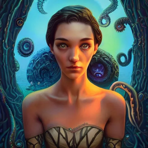 Image similar to Lofi Lovecraft Lovecraftian portrait Pixar style by Tristan Eaton Stanley Artgerm and Tom Bagshaw