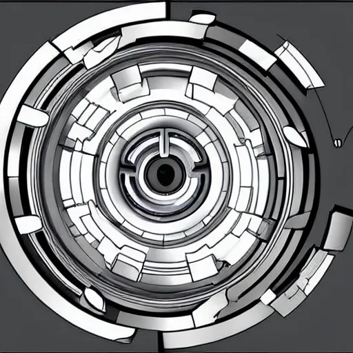 Prompt: detailed technical drawings of a symmetrical fusion arc reactor