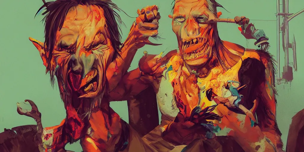 Image similar to cartoonish iggy pop eating dinner, vivid colors, character sheet, fine details, concept design, contrast, kim jung gi, greg rutkowski, trending on artstation, 8 k, full body, turnaround, front view, back view, ultra wide angle